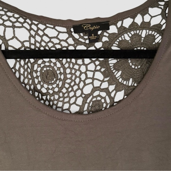 Cupio Olive Green Crochet Midi Dress | High-Low Hem | Size Small - Picture 2 of 5